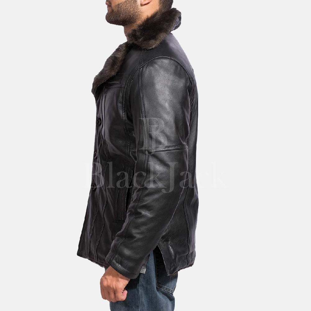 Black Fur Jacket for Men Leather Jacket
