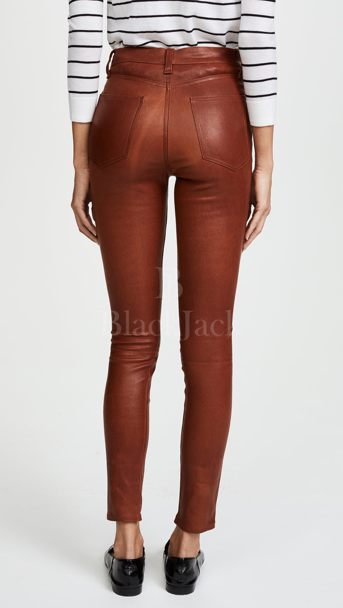 Vegan Leather Pants/stretchy Pants/leggings/skinny Pants/brown